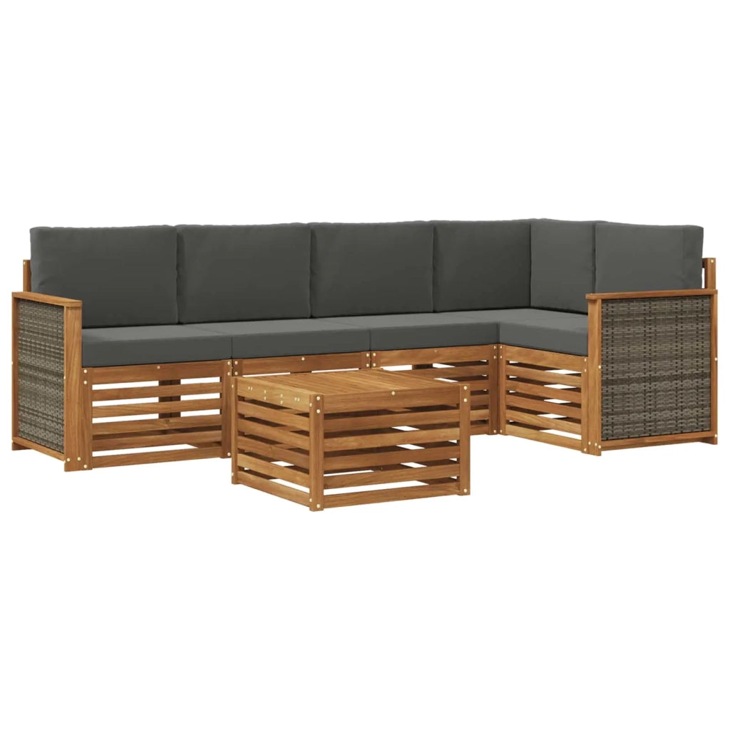 Set divano sezionale con cuscino 5 pcs Naturale e Antracite