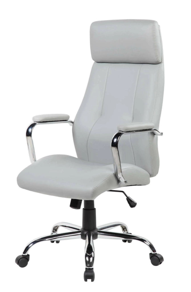 Sedia da ufficio Anselma, Poltrona presidenziale con braccioli, Sedia ergonomica da ufficio, 66x62h121/131 cm, Grigio