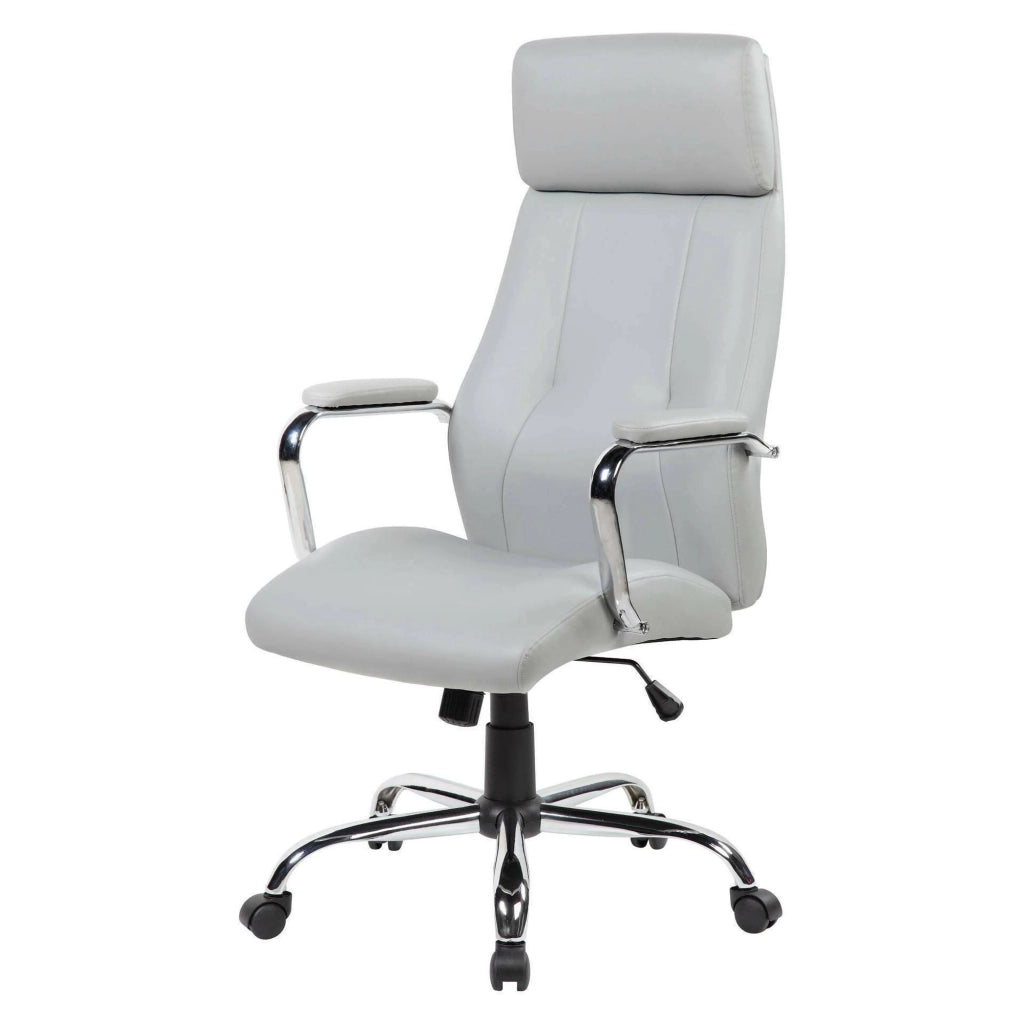 Sedia da ufficio Anselma, Poltrona presidenziale con braccioli, Sedia ergonomica da ufficio, 66x62h121/131 cm, Grigio
