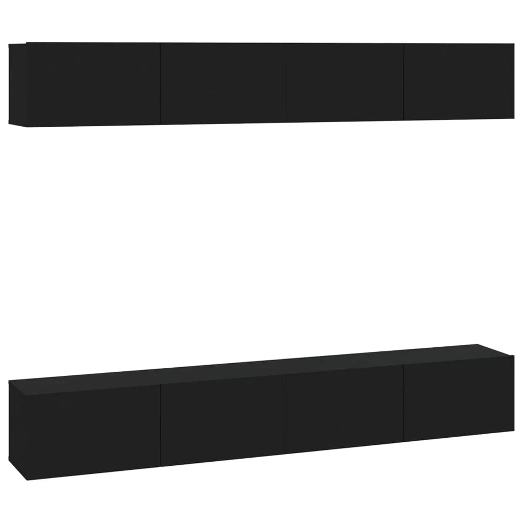 Mobile TV a parete scaffale per televisione multimediale televisione buffet sala da pranzo soggiorno camera da letto 4 pezzi 100 x 30 x 30 cm nero 02_0029054