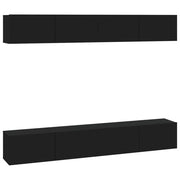 Mobile TV a parete scaffale per televisione multimediale televisione buffet sala da pranzo soggiorno camera da letto 4 pezzi 100 x 30 x 30 cm nero 02_0029054