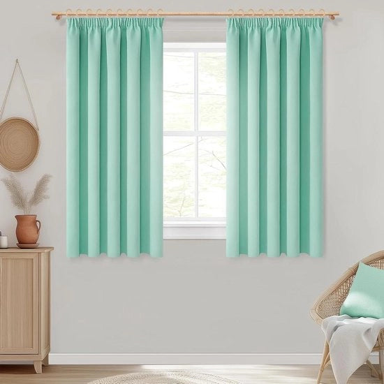 Tendina di oscuramento 140 x 160 cm, cinturino verde, isolante termico, per bambini, salone moderno, 2 pezzi.