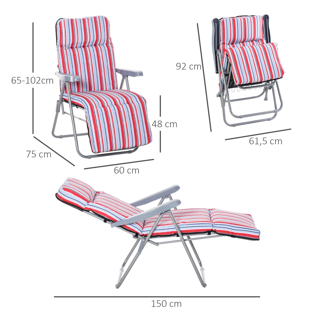 Set 2 Sedie a Sdraio con Cuscini Pieghevoli Regolabili ¨C Zephmum ¨C Rosso Poliestere Acciaio 60x75x65-102 cm