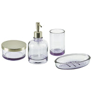 Set di accessori da bagno in 4 pezzi Dispenser di sapone in vetro viola Glam Portasapone Portaspazzolino Tazza