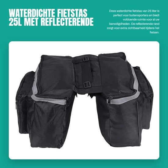Sacchetto da bicicletta 25L impermeabile - Doppio sacchetto da bicicletta - Porta bicicletta posteriore - Sacchetto da bicicletta con bordo riflettente - Sacchetto da bicicletta per attività all'aperto - Materiale duraturo - Accessori da bicicletta