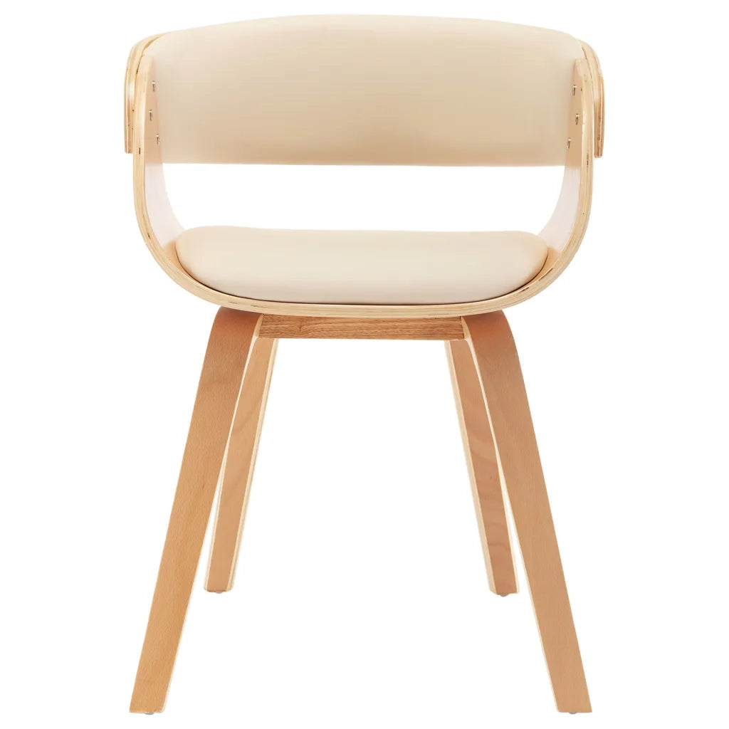 Sedie da Pranzo 2 pz in Legno Curvato e Similpelle Crema
