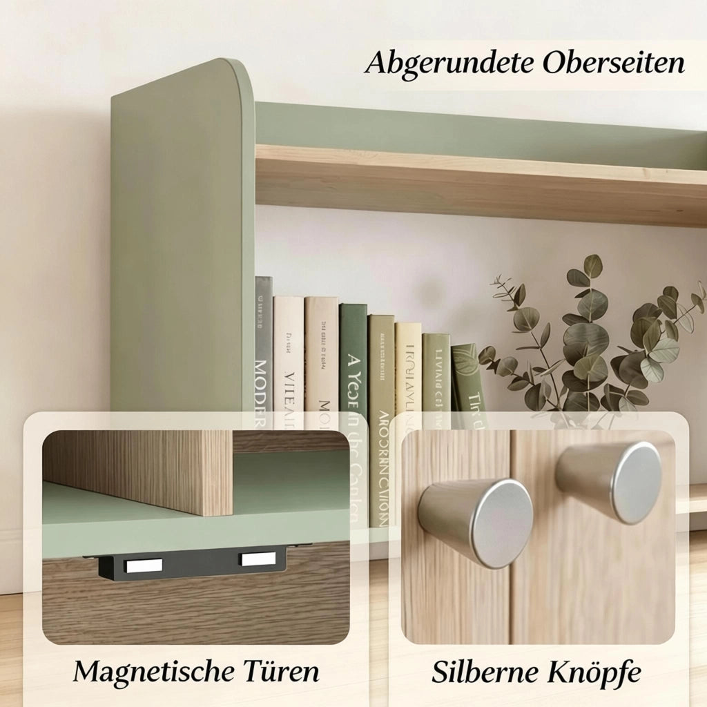 LIBRERIA alta 60x30x161,2 cm verde e legno con protezione antiribaltamento
