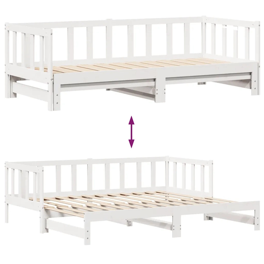 Letto singolo | Letto per adulti | Letto Estraibile con Cassetti senza Materasso Bianco 90x200 cm