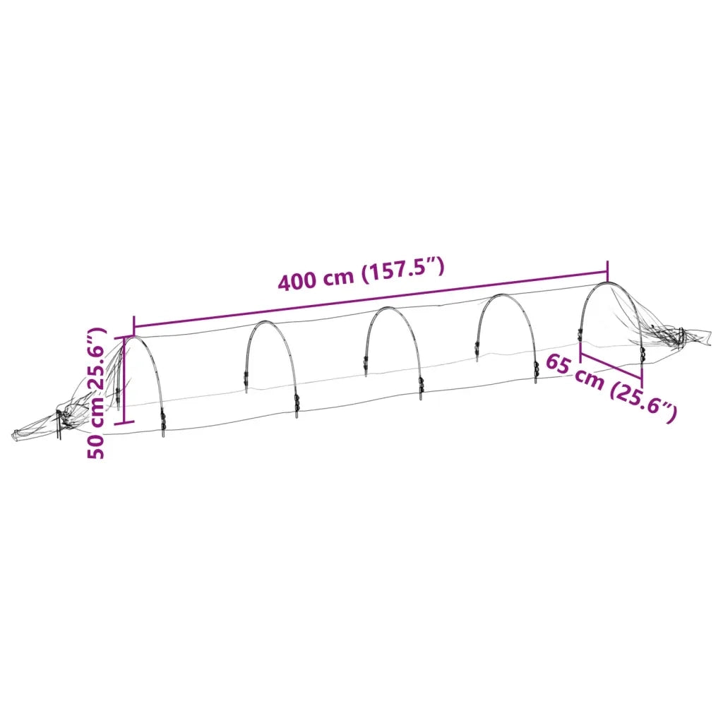 vidaXL Tunnel in Rete 4pz 1,5x5 m in Fibra di Vetro e PP