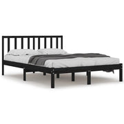 Letto matrimoniale | Letto per adulti | Giroletto Nero in Legno Massello di Pino 200x200 cm