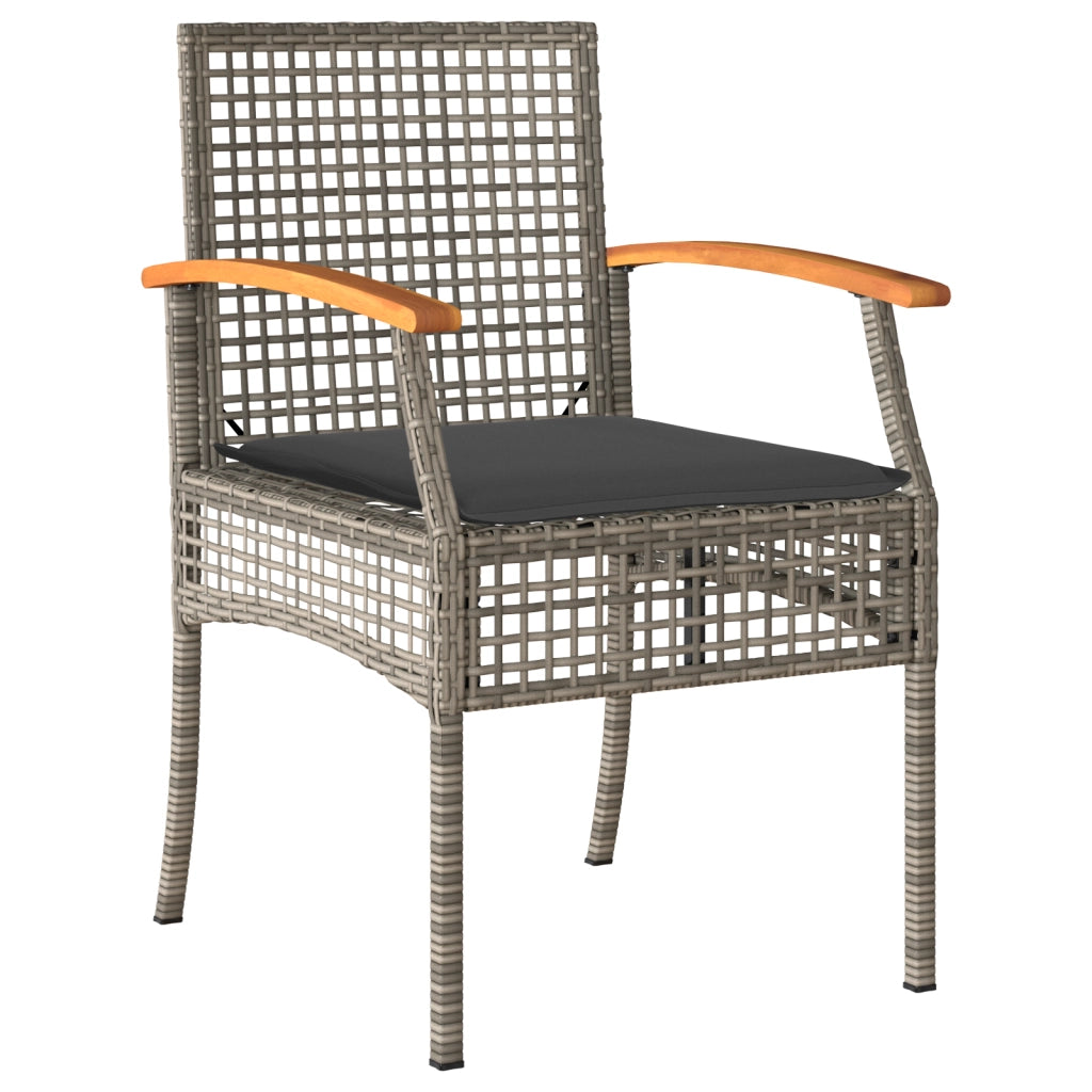 Set da Pranzo da Giardino 9 Pezzi con Cuscini Grigio Polyrattan