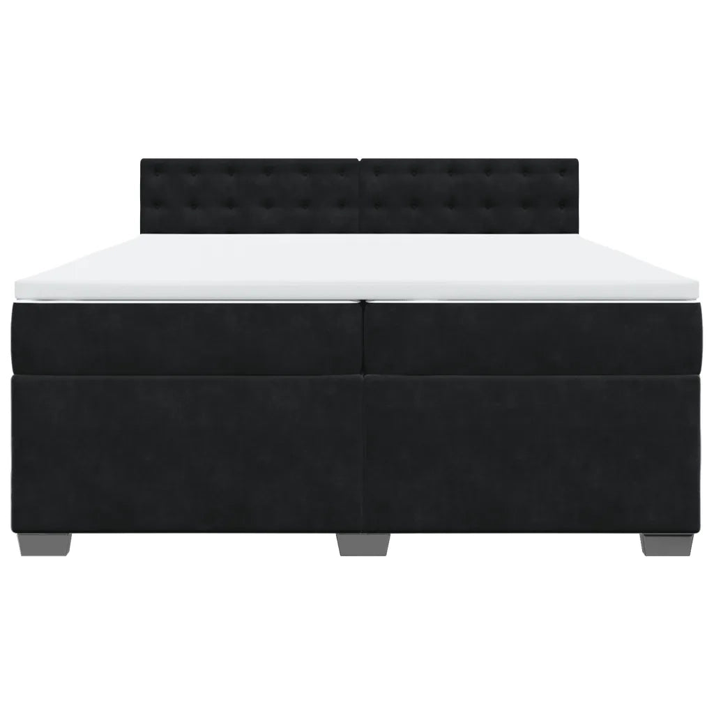 Giroletto a Molle con Materasso Nero 200x200 cm in Velluto