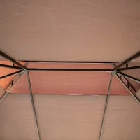 Gazebo da Giardino 3x4m con Doppio Tetto, Zanzariera e Tende, Alluminio e Poliestere, Color Caffè