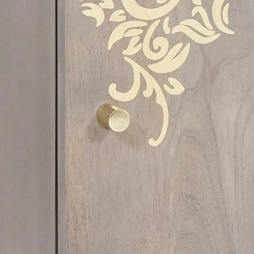 vidaXL Credenza Grigio e Oro 40 x 33.5 x 75 cm Legno massello di mango