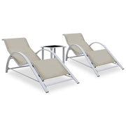 Set di 2 lettini prendisole sedie a sdraio lettini prendisole aiuole da giardino mobili da giardino con tavolo alluminio crema 02_0012073