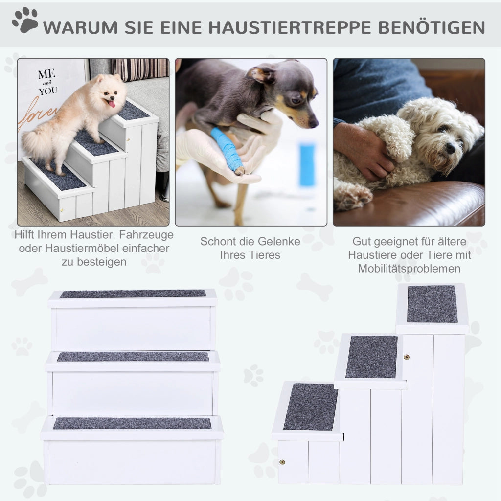Scala per Cani 3 Gradini 38 cm ¨C zephmum ¨C Bianco