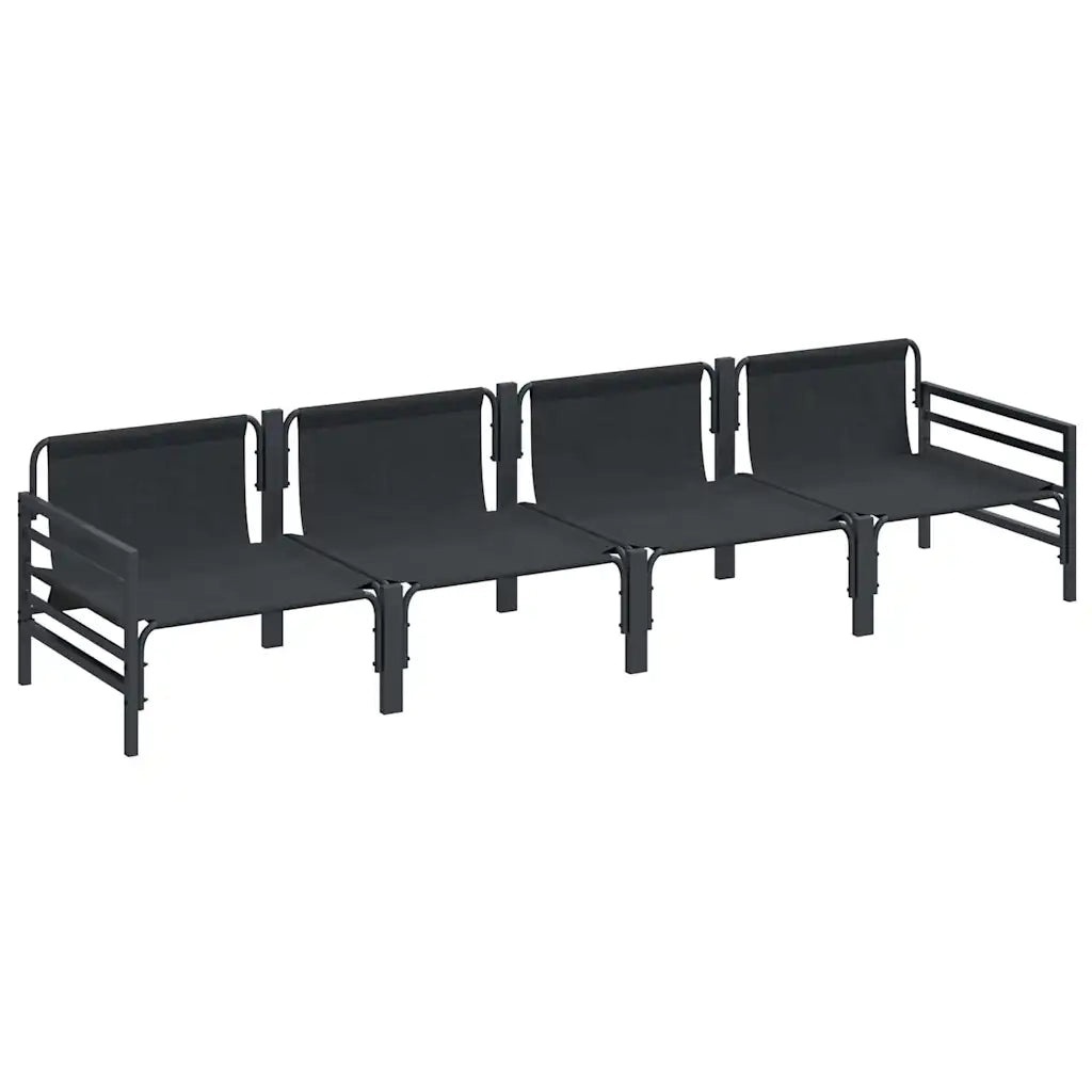 Set Divano da Giardino con cuscino 4 pcs Nero Acciaio 3378964