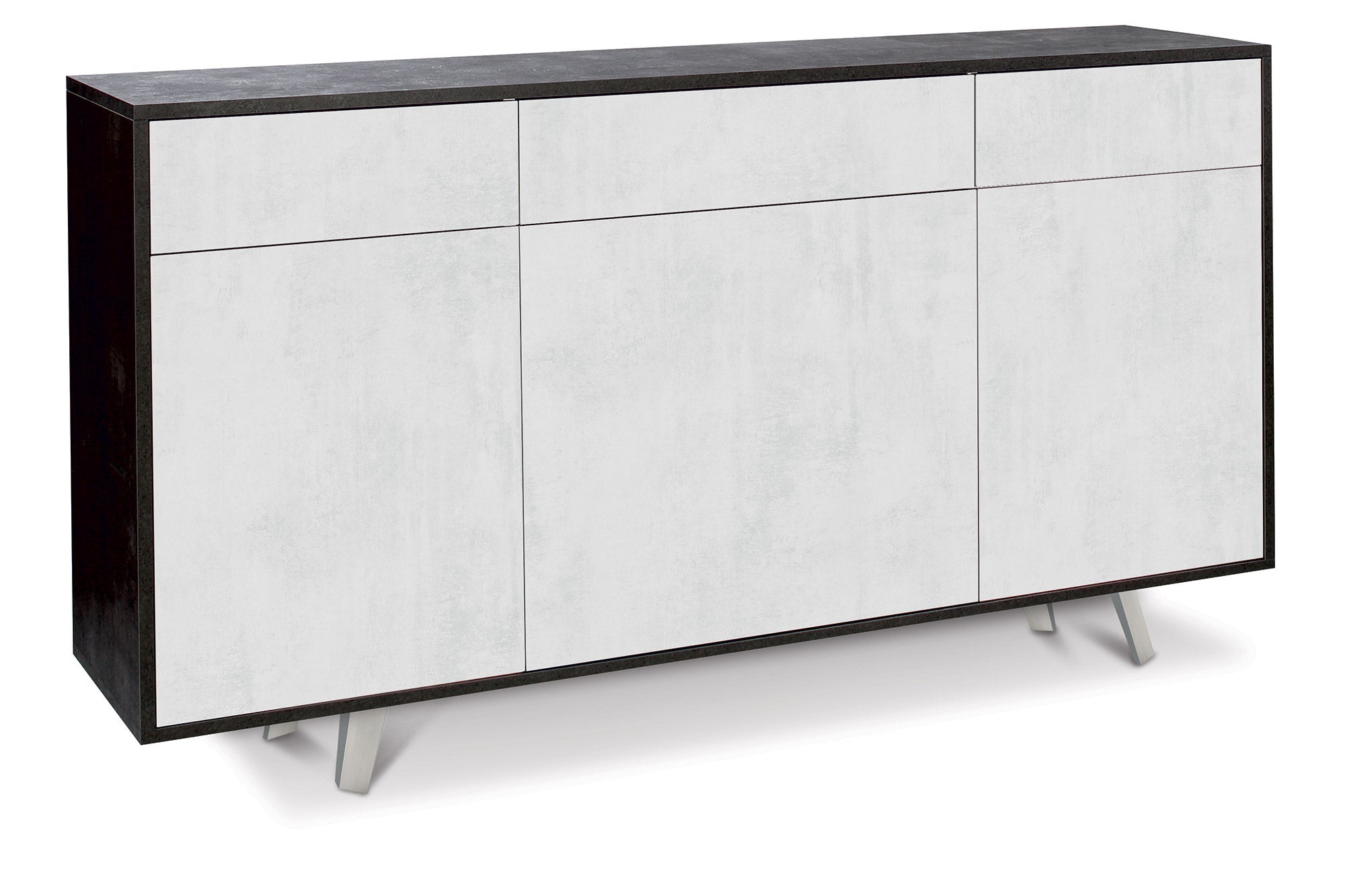 Mobile 3 Ante 3 Cassetti 164x92x41 cm Ossido Nero/Ossido Bianco