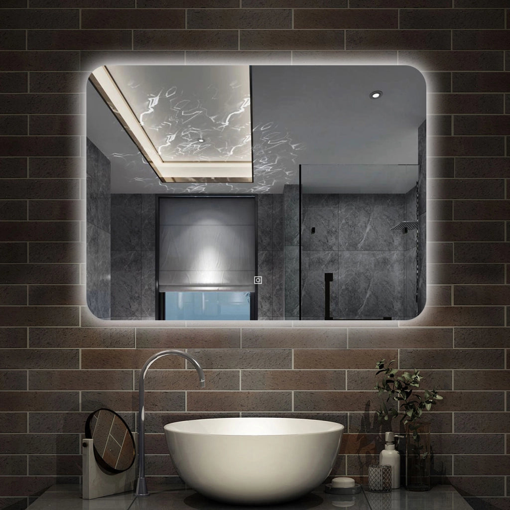 specchio 100 x 80 cm rettangolare con luce led e touch