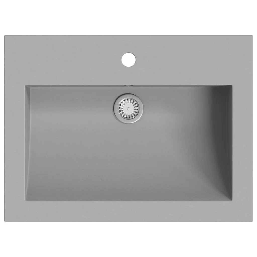 Lavandino in Granito-Lavabo-Lavello 600x450x120 mm Grigio