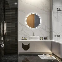 kleankin Specchio Rotondoda Bagno Ø 60 cm a Muro con Illuminazione LED, 3 Colori, Interruttore Tattile, 29W, Bianco e Argento