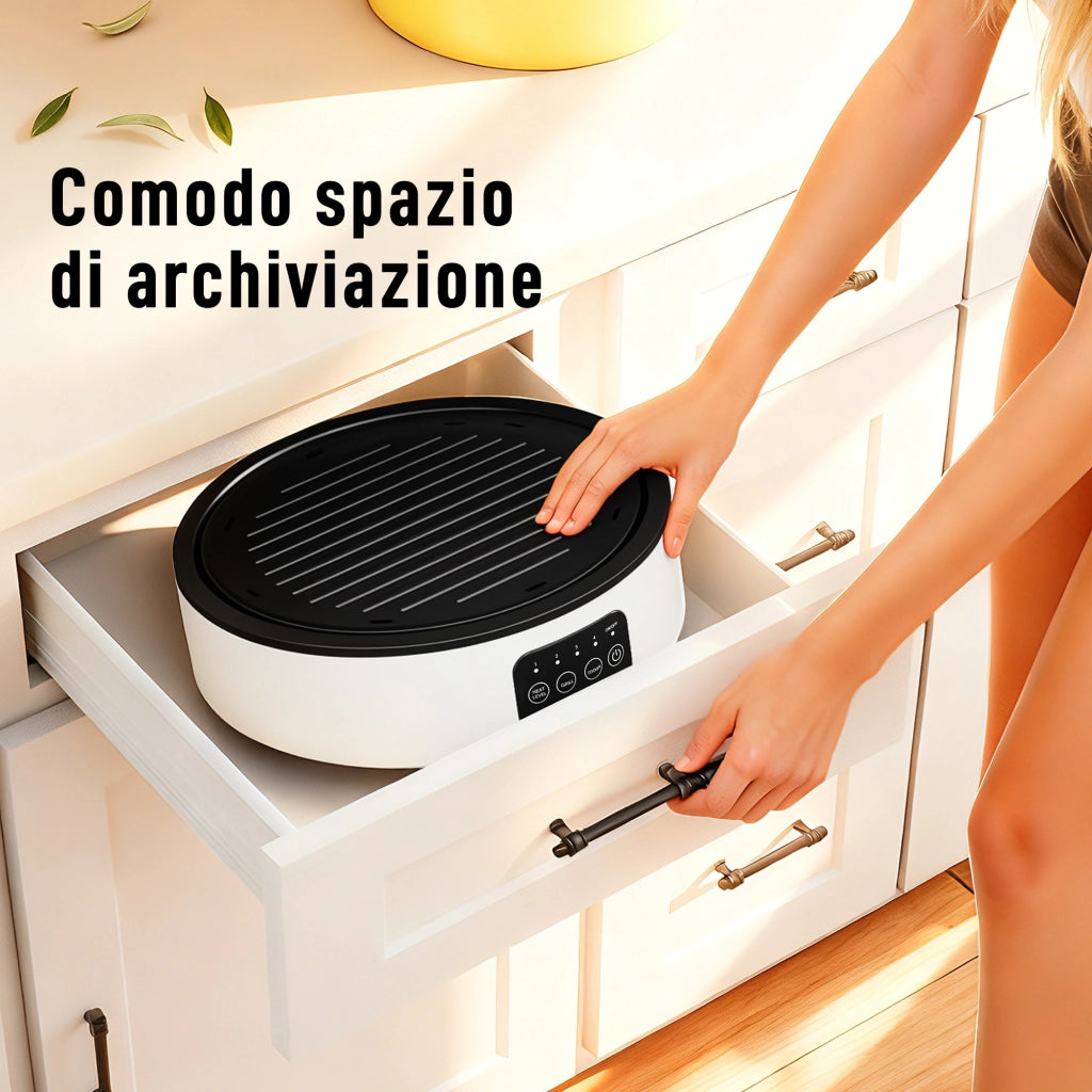 Fornello Elettrico 2000W a Infrarossi Doppia Cottura Piastra Elettrica in Ceramica e Griglia Ø30 cm Bianco