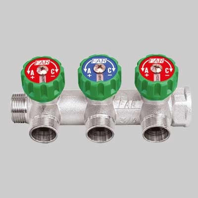COLLETTORE MULTI FAR 1 CON RUBINETTI  3 Vie  Int.45     FAR