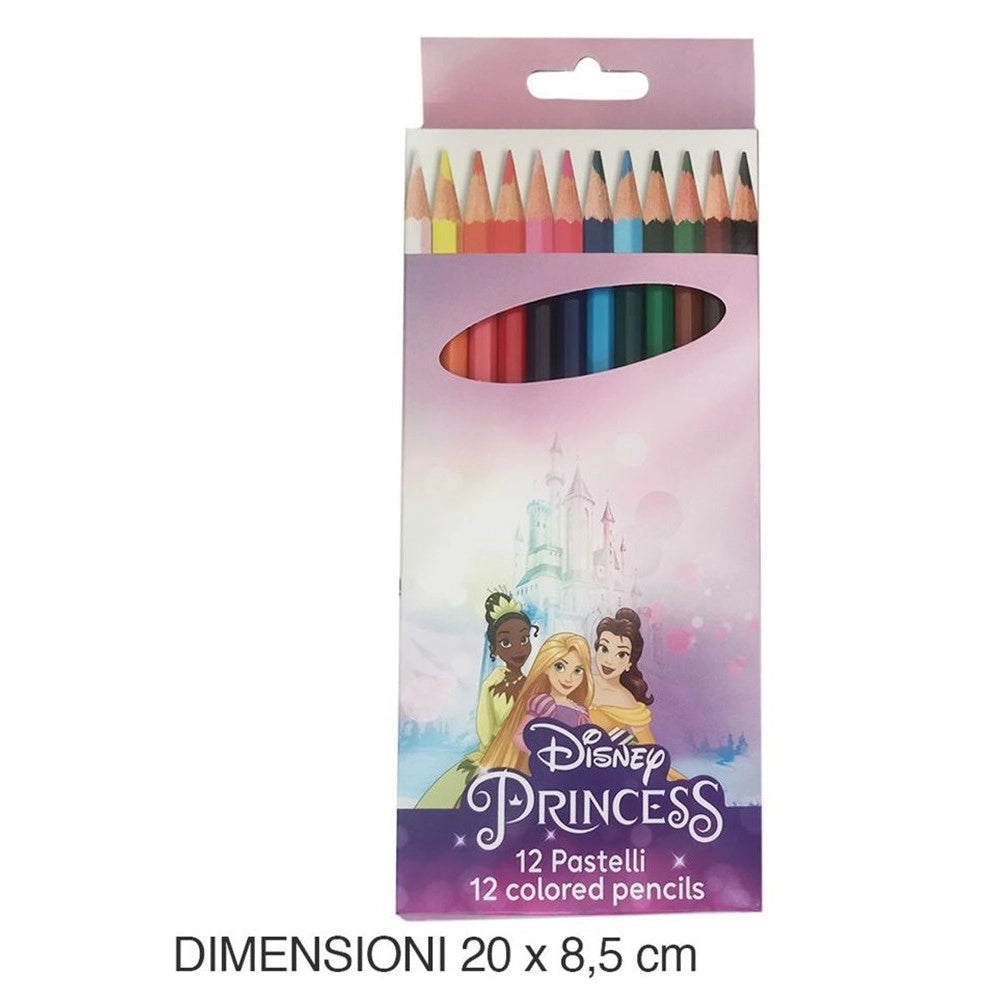 Trade Shop - Set 12 Pastelli Matite Colorate Colori Principesse Disegno Scuola Bambine Cancelleria 955661 -