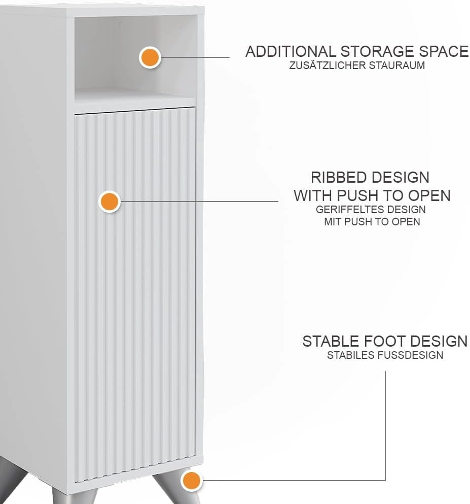 mobiletto bagno Leano, Bianco, 30 x 97 cm con porta