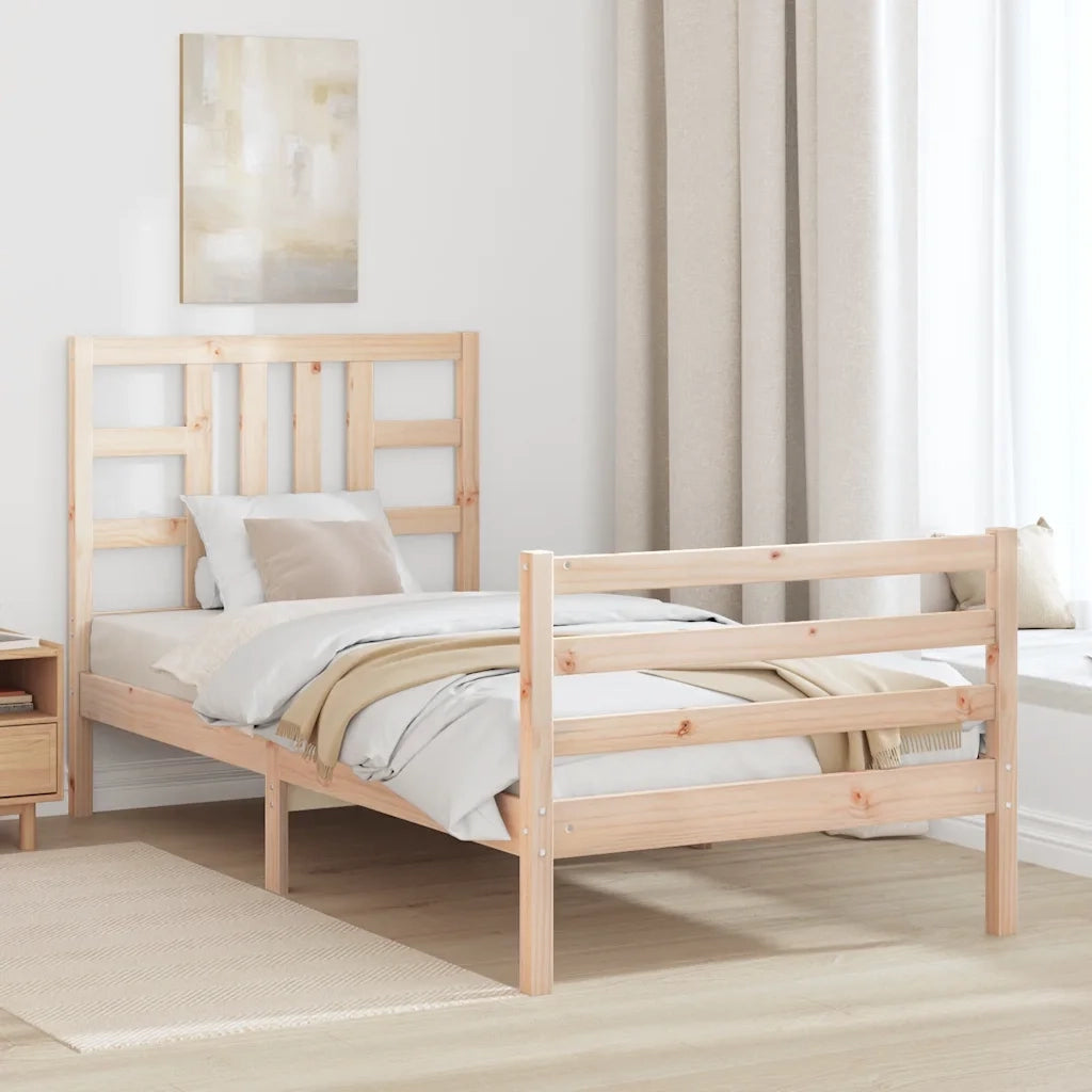 Giroletto con Testiera Single-Struttura Letto in Legno Massello 598271