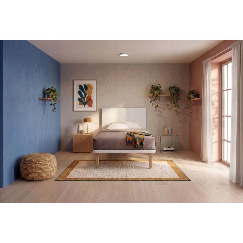 Letto imbottito Singolo 80x200 cm Flat - Bianco,Similpelle,Con rete