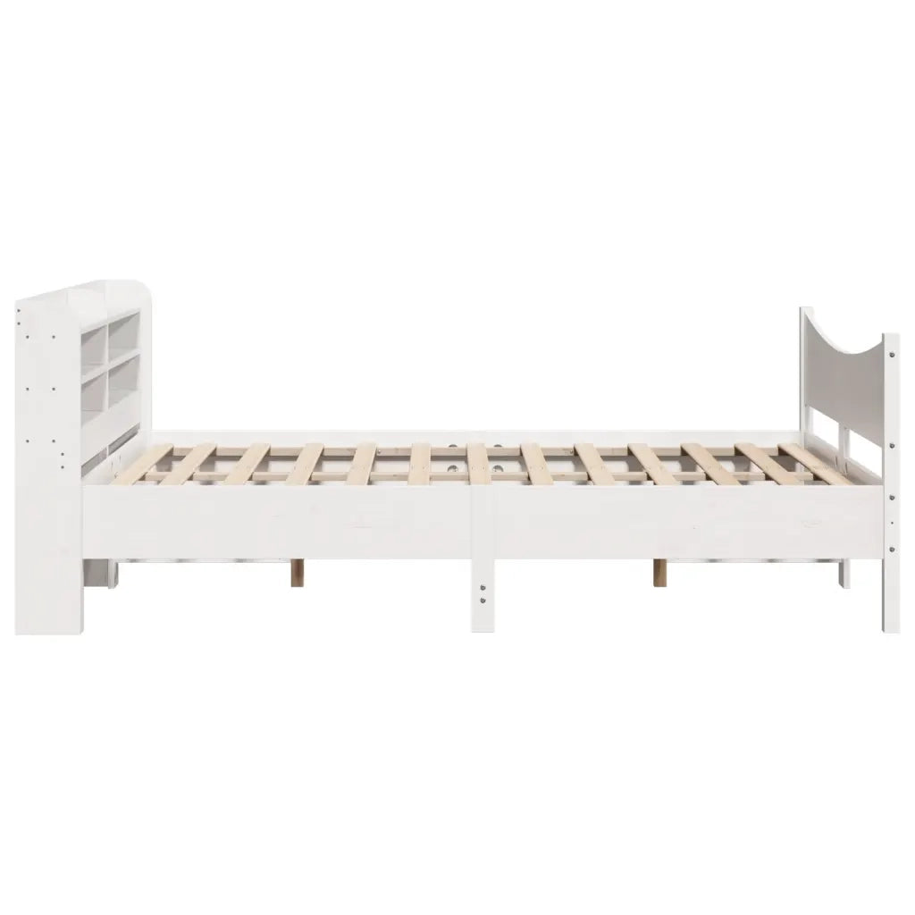 Giroletto con Testiera Bianco 140x200 cm Legno Massello di Pino 3307045