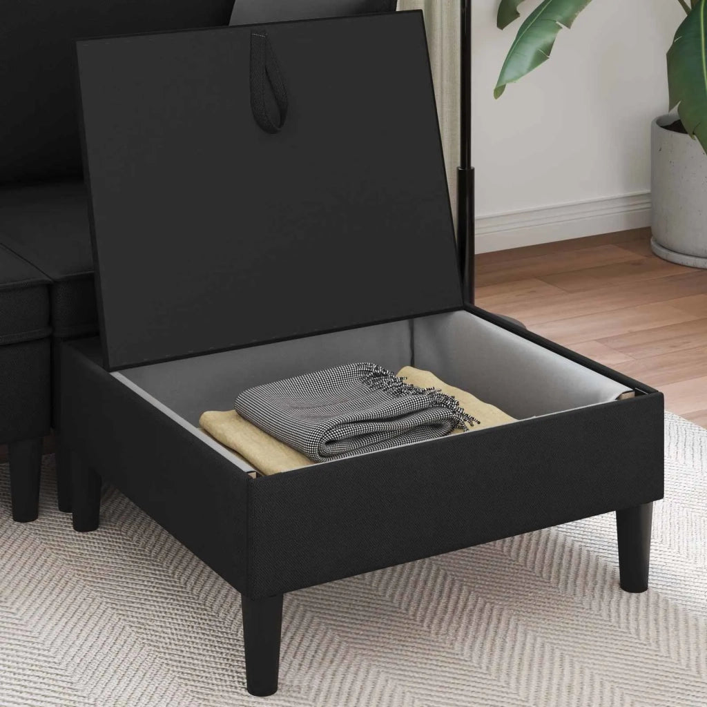 Pouf con Storage Nero Velluto