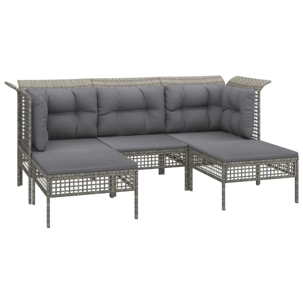 Set di mobili da giardino mobili da esterno 5 pezzi con cuscini resina intrecciata grigia 02_0016414