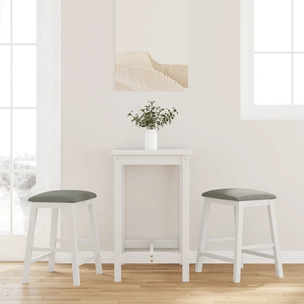 Sedie da Bar con Cuscini 2 pz Bianco Legno Massello di Hevea 4102580