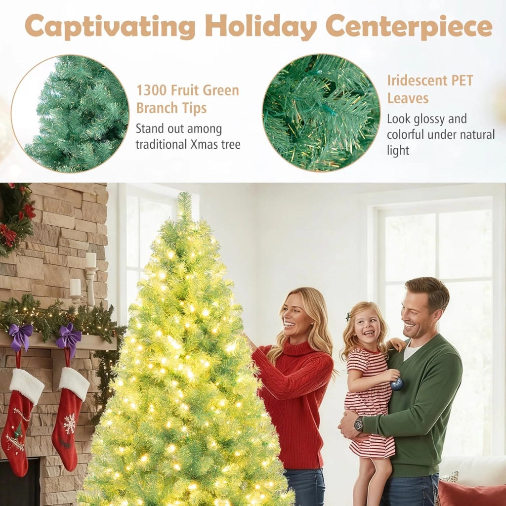 Albero di Natale Artificiale 180/225 cm, Albero di Natale con 250/550 Luci LED e 688/1300 Punte di Rami, Christmas Tree con 8 Modalità di Illuminazione, per Casa, Ufficio (Verde, 225 cm)
