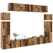 Set Mobile TV 8 pz Montato a Parete Legno Antico in Truciolato 3329011
