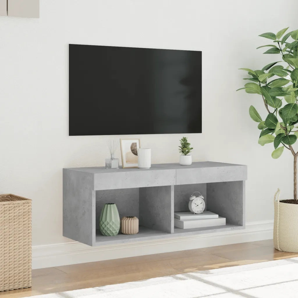 Mobile Porta TV con Luci LED-Mobile per TV-Credenza TV Grigio Cemento 80x30x30 cm