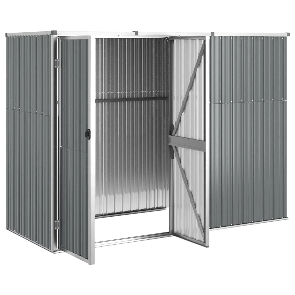 Casetta da giardino cabina ripostiglio casetta da esterno robusta casetta per attrezzi 225 x 89 x 161 cm acciaio zincato grigio 02_0022416