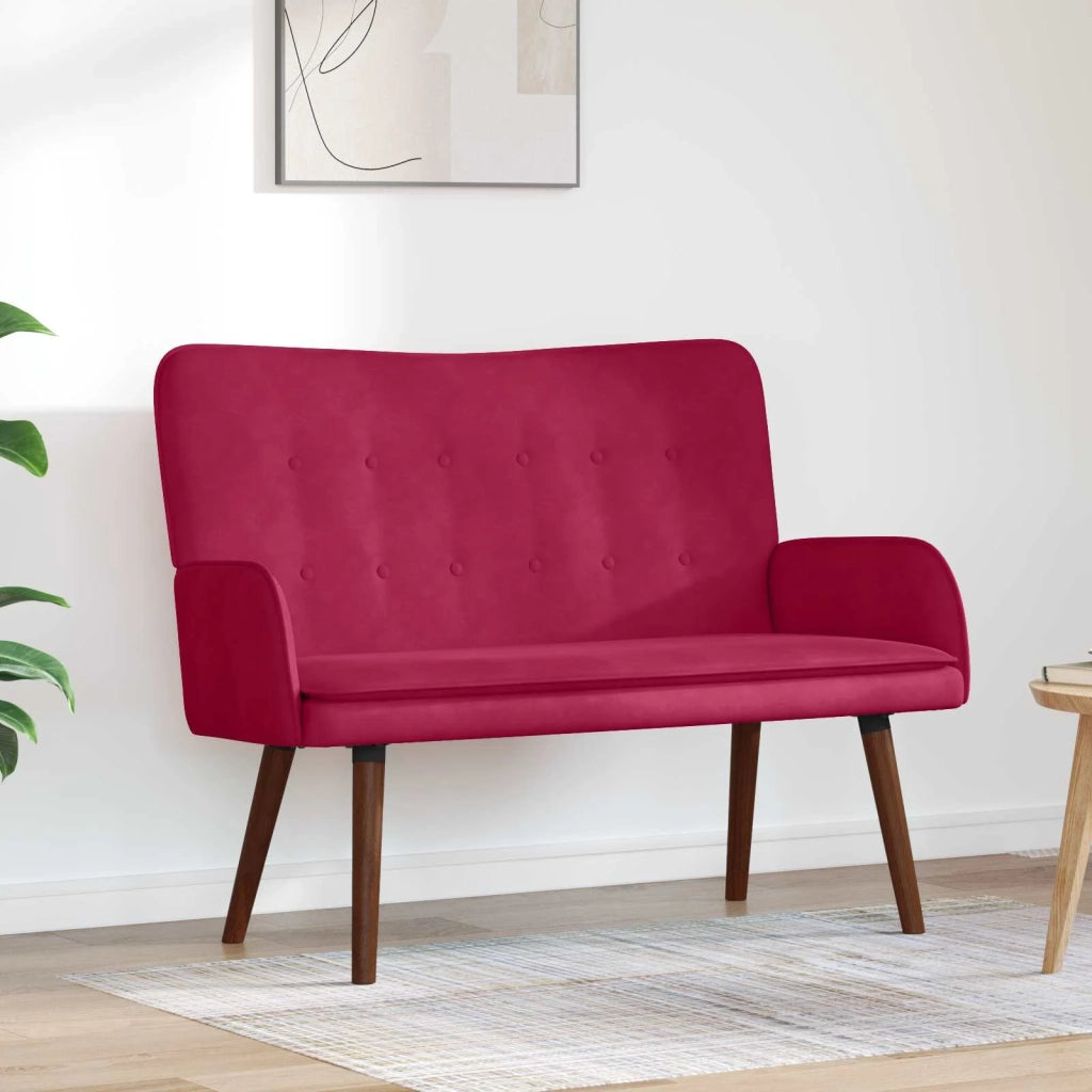 Sofa a Due Posti Rosso vino 115 x 61 x 87 cm Velluto