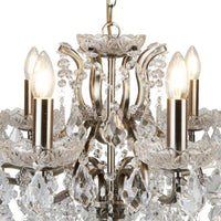 Lampadario Classico Parigi Acciaio Ottone Vetro Trasparente 8 Luci E14