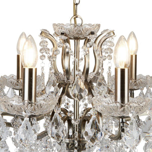 Lampadario Classico Parigi Acciaio Ottone Vetro Trasparente 8 Luci E14