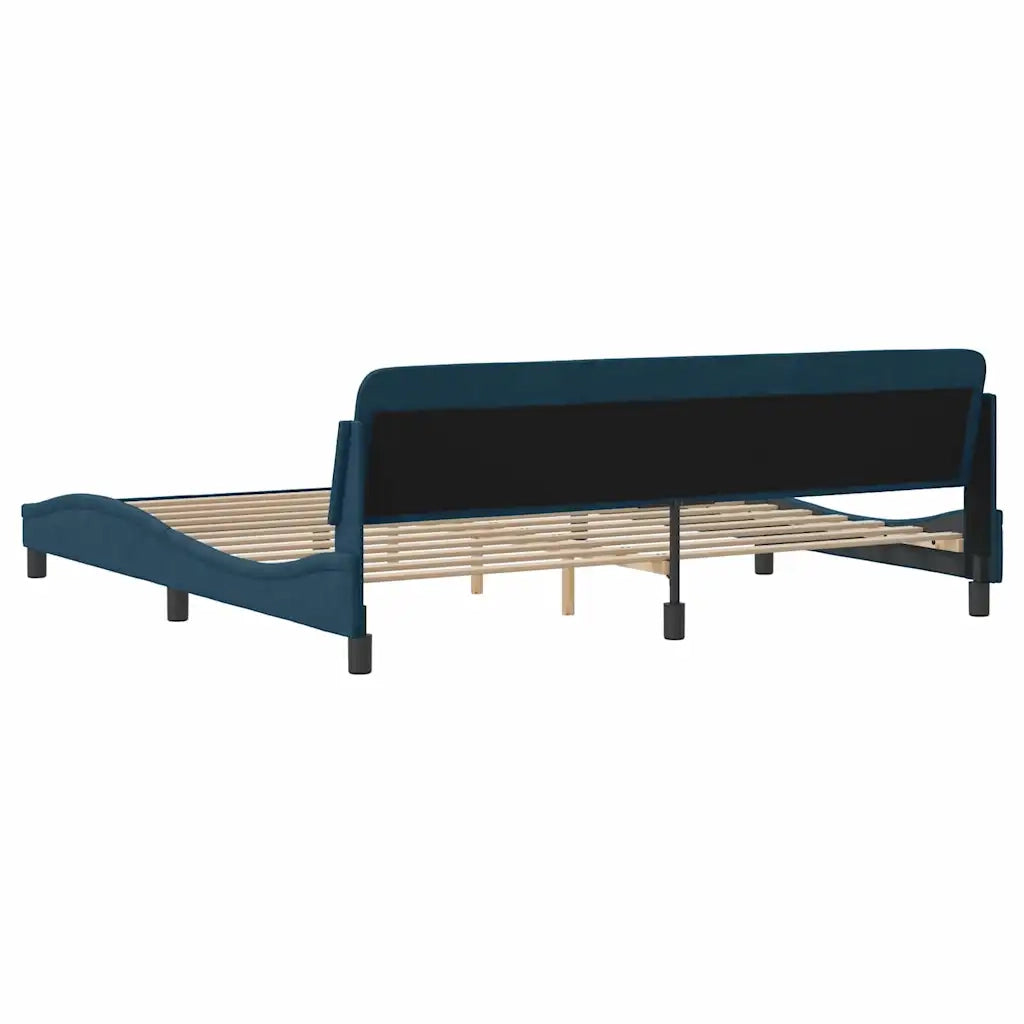 Letto matrimoniale | Letto per adulti | Giroletto Dover Blu 200x200 cm in Velluto