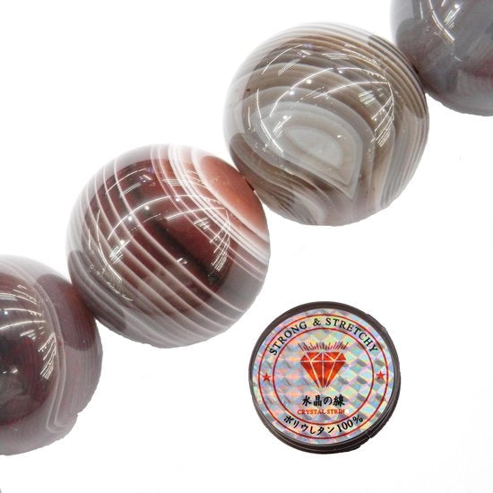 Kralen con corda per gioielli da realizzare in casa Pietre di energia per bracciale curativo 8 mm = 96 pezzi e 1 rotolo di corda Agata del Botswana AAA 8 mm