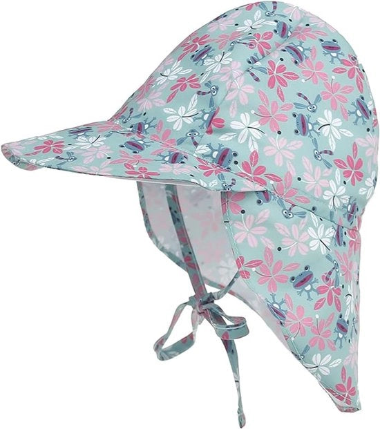 Cappello per bambini, ombrello per bambini, cappello con protezione collo e fascia, cappello flapper, cappello UV per spiaggia (XS: adatto per circonferenza capelli 44-48 cm)