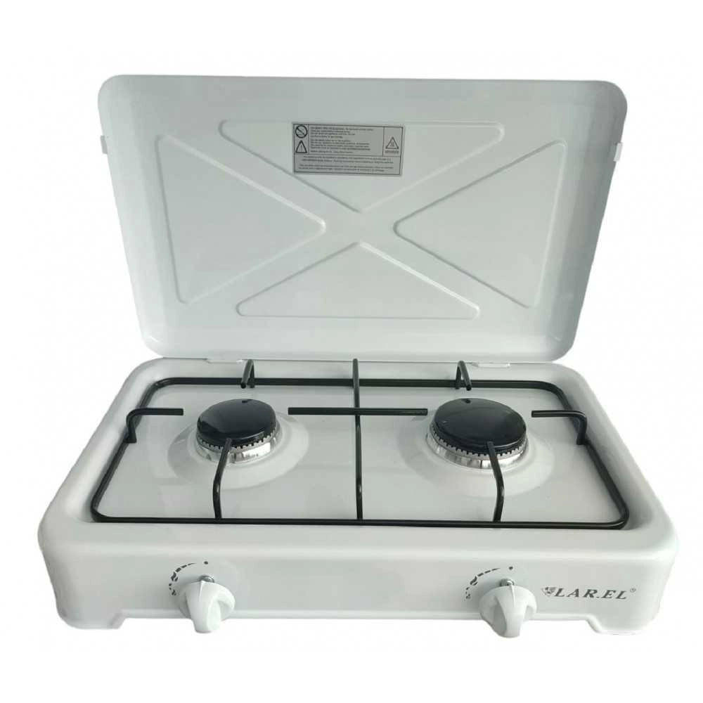 FORNELLO CUCININO 2 FUOCHI FORNELLI DA APPOGGIO CAMPING BIANCO LAREL GAS GPL - Larel