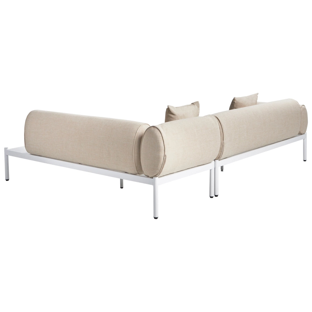Divano angolare moderno per esterni 4 pezzi con tavolino e tavolino beige stile moderno