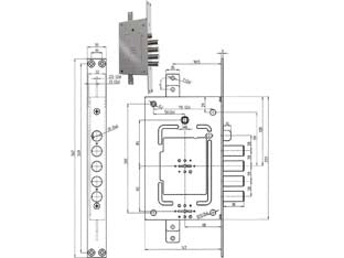 SERRATURA TRIPL. INFILARE C/SCR. MULTIF. D/M + D/M BLIND. REVERS. 2751  chiave mm.92 (275101)    CR