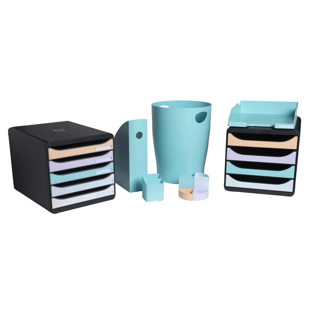 Exacompta Set Cassetti da Scrivania Big-Box "Aquarel" con 4 Cassetti 444584