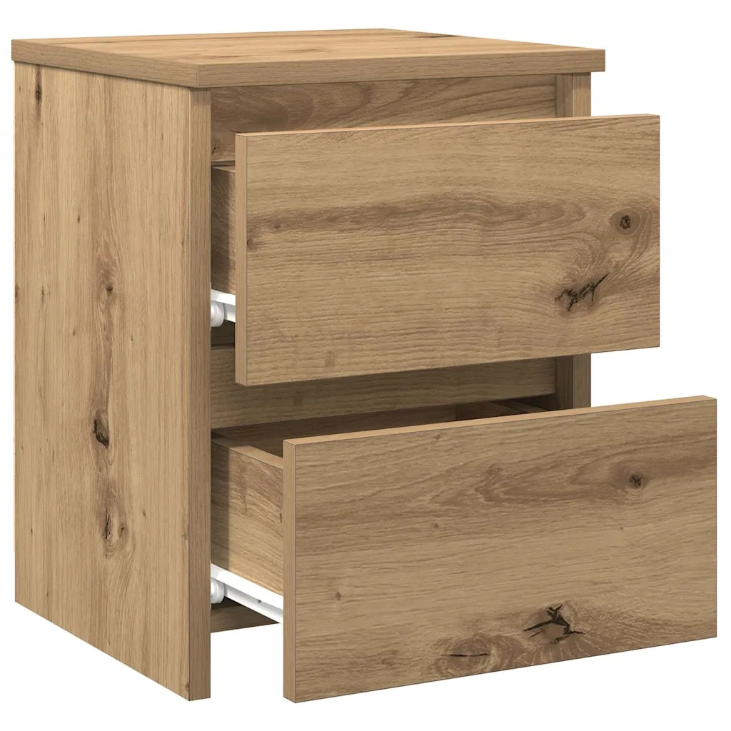 Comodini 2pz-Set di 2 Tavolino da notte Rovere Artigianale 30x30x40cm in Legno Multistrato